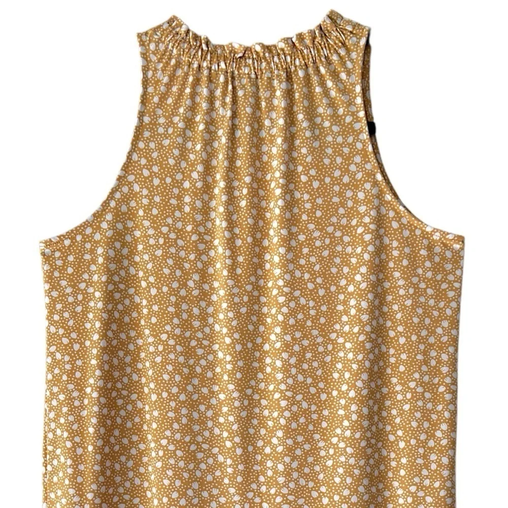 BANANA REPUBLIC | NWOT KNIT FLOUNCE SHIFT DRESS PETITE PRINT HONEY ORANGE | XS